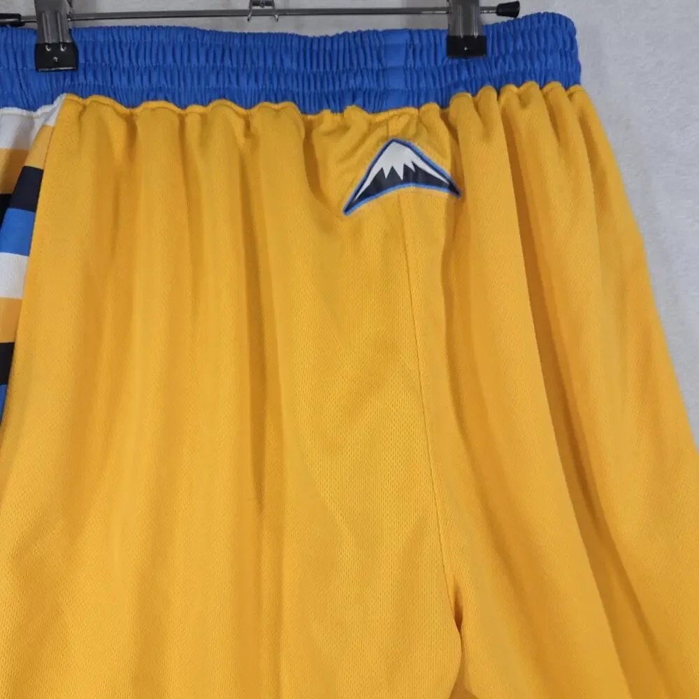 Denver Nuggets NBA Basketball Shorts Adult XL Sports Blue Yellow Mens Colorado